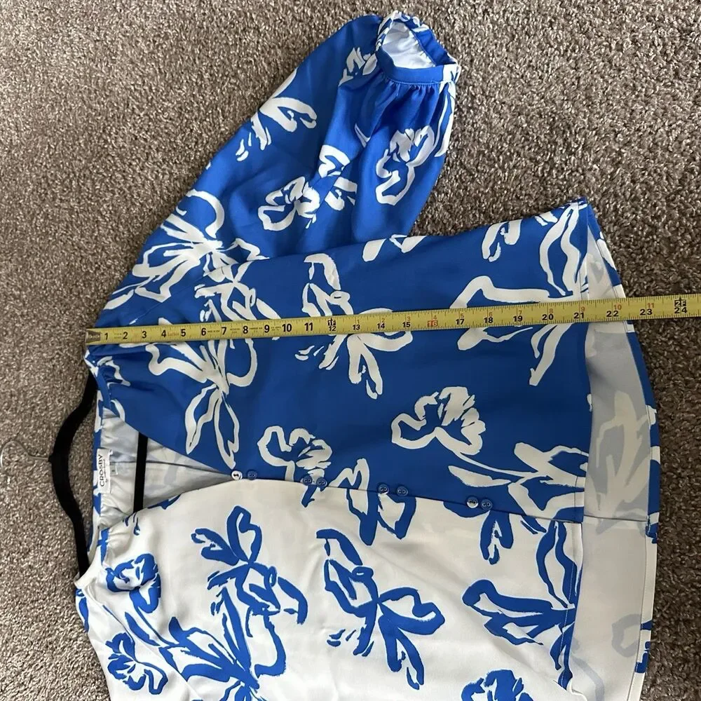 Crosby by Mollie Burch Blue & White Blouse Floral Size S Womens Top Cottage Chic - Picture 6 of 8